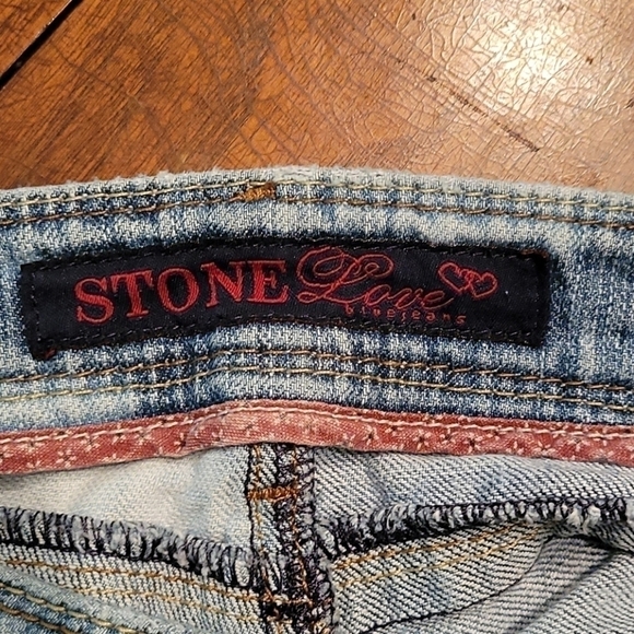 Stone LOVE 1990s Destroyed Bleached Low Rise Grunge Denim Jeans Size 9 Juniors - Picture 14 of 15